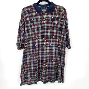 Jos J Oliver Men's L Vintage Golf Navy Print SS Polo shirt